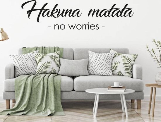 Sticker Muursticker Hakuna Matata No Worries - Zwart - 80 x 20 cm - Salon textes anglais - Sticker mural