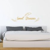 Muursticker Sweet Dreams Met Veren -  Goud -  160 x 53 cm  -  slaapkamer  engelse teksten  alle - Muursticker4Sale