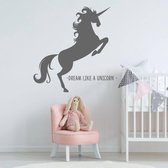 Muursticker Unicorn - Donkergrijs - 40 x 40 cm - slaapkamer engelse teksten baby en kinderkamer dieren