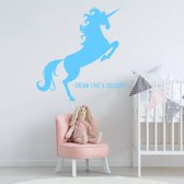 Muursticker Unicorn - Lichtblauw - 40 x 40 cm - slaapkamer engelse teksten baby en kinderkamer dieren