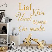 Muursticker Lief, Klein, Uniek, Bijzonder, Een Wonder -  Goud -  40 x 37 cm  -  nederlandse teksten  baby en kinderkamer  alle - Muursticker4Sale