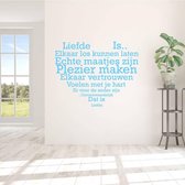Muursticker Liefde Is.. In Hart Vorm -  Lichtblauw -  140 x 110 cm  -  woonkamer  nederlandse teksten  slaapkamer  alle - Muursticker4Sale