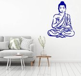 Muursticker Buddha -  Donkerblauw -  120 x 160 cm  -  slaapkamer  keuken  woonkamer  alle - Muursticker4Sale