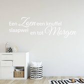 Muursticker Een Zoen Een Knuffel Slaapwel En Tot Morgen - Wit - 80 x 24 cm - baby en kinderkamer nederlandse teksten