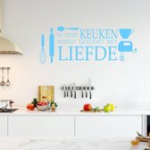 Muursticker In Deze Keuken Wordt Gekookt Met Liefde - Lichtblauw - 80 x 30 cm - bedrijven nederlandse teksten keuken