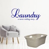 Laundry A Never Ending Story -  Donkerblauw -  160 x 64 cm  -  engelse teksten  wasruimte  alle - Muursticker4Sale