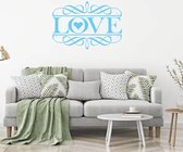 Muursticker Love Sier -  Lichtblauw -  100 x 71 cm  -  woonkamer  slaapkamer  engelse teksten  alle - Muursticker4Sale