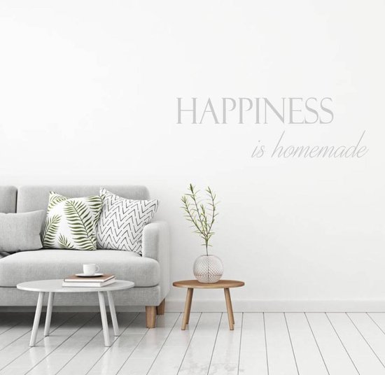 Muursticker Happiness Is Homemade - Zilver - 160 x 48 cm - slaapkamer woonkamer alle