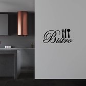 Muursticker Bistro (Met Bestek) -  Zwart -  160 x 80 cm  -  keuken  engelse teksten  alle - Muursticker4Sale