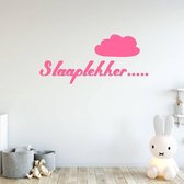 Muursticker Slaaplekker Met Wolk -  Roze -  120 x 56 cm  -  baby en kinderkamer  nederlandse teksten  alle - Muursticker4Sale