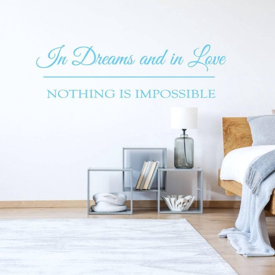 Muursticker Nothing Is Impossible - Lichtblauw - 80 x 22 cm - engelse teksten slaapkamer