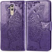 Butterfly Love Flowers Embossing Horizontale Flip Leather Case voor Huawei Mate 20 Lite, met houder & kaartsleuven & portemonnee (donkerpaars)