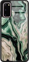 Samsung S20 hoesje glass - Groen marmer / Marble | Samsung Galaxy S20 case | Hardcase backcover zwart
