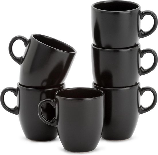 Lite-Body Hermes Koffie beker - 20cl - set van 6 stuks - Zwart mat - Lite-Body