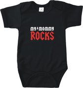 Rompertjes baby met tekst - My mommy rocks - Romper zwart - Maat 62/68