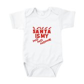 Rompertjes baby met tekst - Santa is my ho ho homie - Romper wit - Maat 74/80
