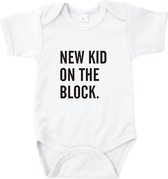 Rompertjes baby met tekst - New kid on the block - Romper wit - Maat 74/80