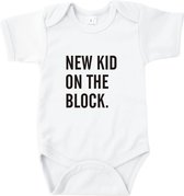 Rompertjes baby met tekst - New kid on the block - Romper wit - Maat 50/56