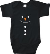 Go Mama® Baby Cadeau - Kerst cadeau - Rompertjes Baby met tekst - Babyshower - Sneeuwpop - Katoen - Zwart - Maat 62/68 - Korte mouw