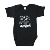 Romper My Mom doesn't want your advice, Zwart, 74/80