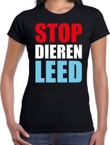 Stop dieren leed demonstratie / protest t-shirt zwart voor dames 2XL
