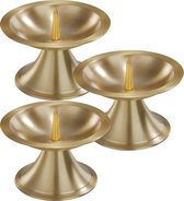 3x Luxe metalen kaarsenhouders goud voor stompkaarsen van 7-8 cm - Stompkaarshouder -  Kaarshouder/kaarsen standaard - Kandelaar voor stompkaarsen - Woonaccessoires