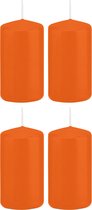4x bougies cylindriques orange / bougies piliers 6 x 12 cm 40 heures de combustion - Bougies inodores orange - Décorations pour la maison