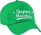 Super meester cadeau pet / baseball cap groen voor heren -  kado voor meesters/leerkrachten