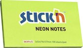 Stick'n sticky notes - 76x127mm, neon groen, 100 memoblaadjes