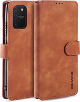 Voor Galaxy A91 / S10 Lite DG.MING Retro Oil Side Horizontal Flip Case met houder & kaartsleuven & portemonnee (bruin)