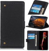 Koperen gesp retro gekke paard textuur horizontale flip lederen case voor iPhone 11 Pro Max, met houder en kaartsleuven en portemonnee (zwart)
