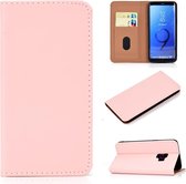 Voor Galaxy S9 plus effen kleur mat magnetische horizontale flip lederen tas met kaartsleuven en houder (roze)
