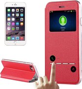 Voor iPhone 8 & 7 horizontale flip lederen tas met oproepweergave ID & houder (rood)