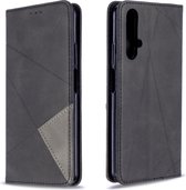 Voor Huawei Honor 20S Rhombus Texture Horizontal Flip Magnetische lederen tas met houder & kaartsleuven & portemonnee (zwart)