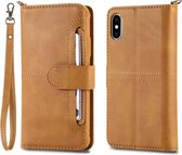 Voor iPhone X / XS multifunctionele afneembare magnetische horizontale flip lederen tas met kaartsleuven & houder & portemonnee & fotolijst (bruin)