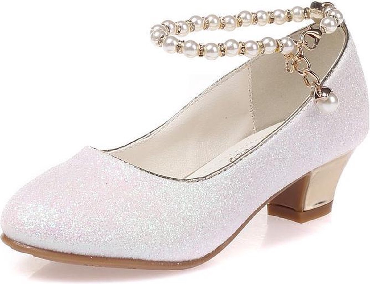 Plakken Dank u voor uw hulp Buskruit Communie schoenen - Prinsessen schoenen wit glitter met pareltjes - maat 35...  | bol.com