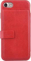 UNIQ Accessory iPhone 7-8 Kunstleer Backcover hoesje met clip pasjeshouder - Rood
