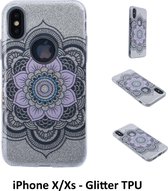 Uniek motief Glitter flower TPU Achterkant voor Apple iPhone X/Xs- 8719273282533