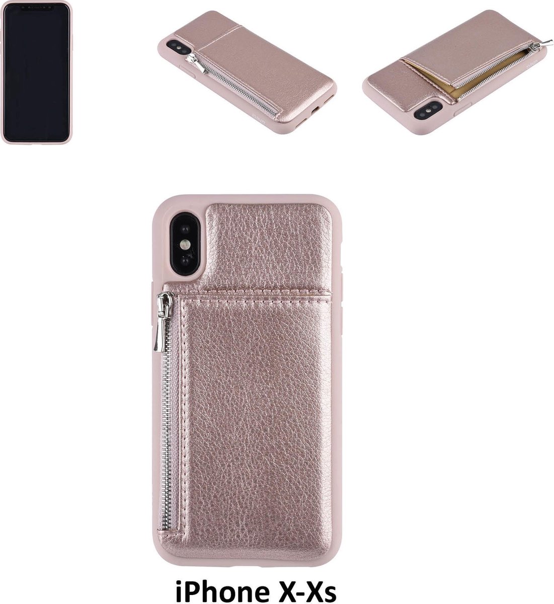 UNIQ Accessory iPhone X-Xs Kunstleer Backcover hoesje met rits - Roze