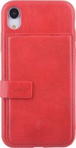 UNIQ Accessory iPhone XR Kunstleer Backcover hoesje met clip pasjeshouder - Rood