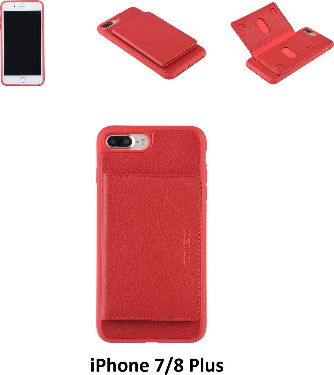 UNIQ Accessory iPhone 7-8 Plus Kunstleer Backcover hoesje - Rood