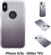 Kleurovergang Zwart Glitter TPU Achterkant voor Apple iPhone X/Xs