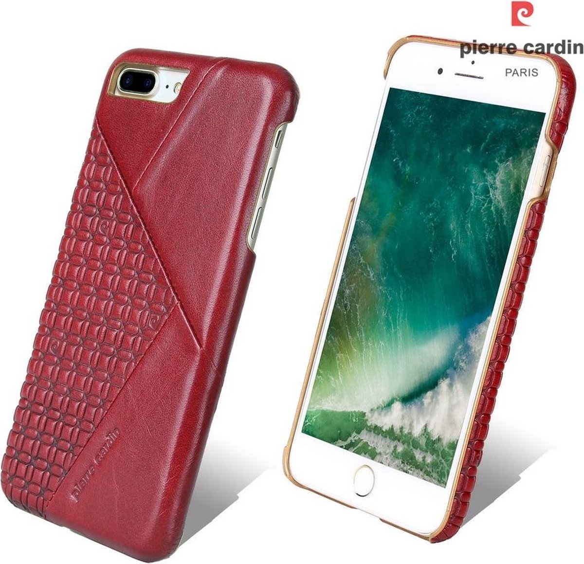 Rood hoesje Pierre Cardin - Backcover - Stijlvol - Leer - voor de iPhone 7-8 Plus - Luxe cover