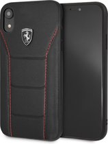 iPhone XR Backcase hoesje - Ferrari - Effen Zwart - Leer