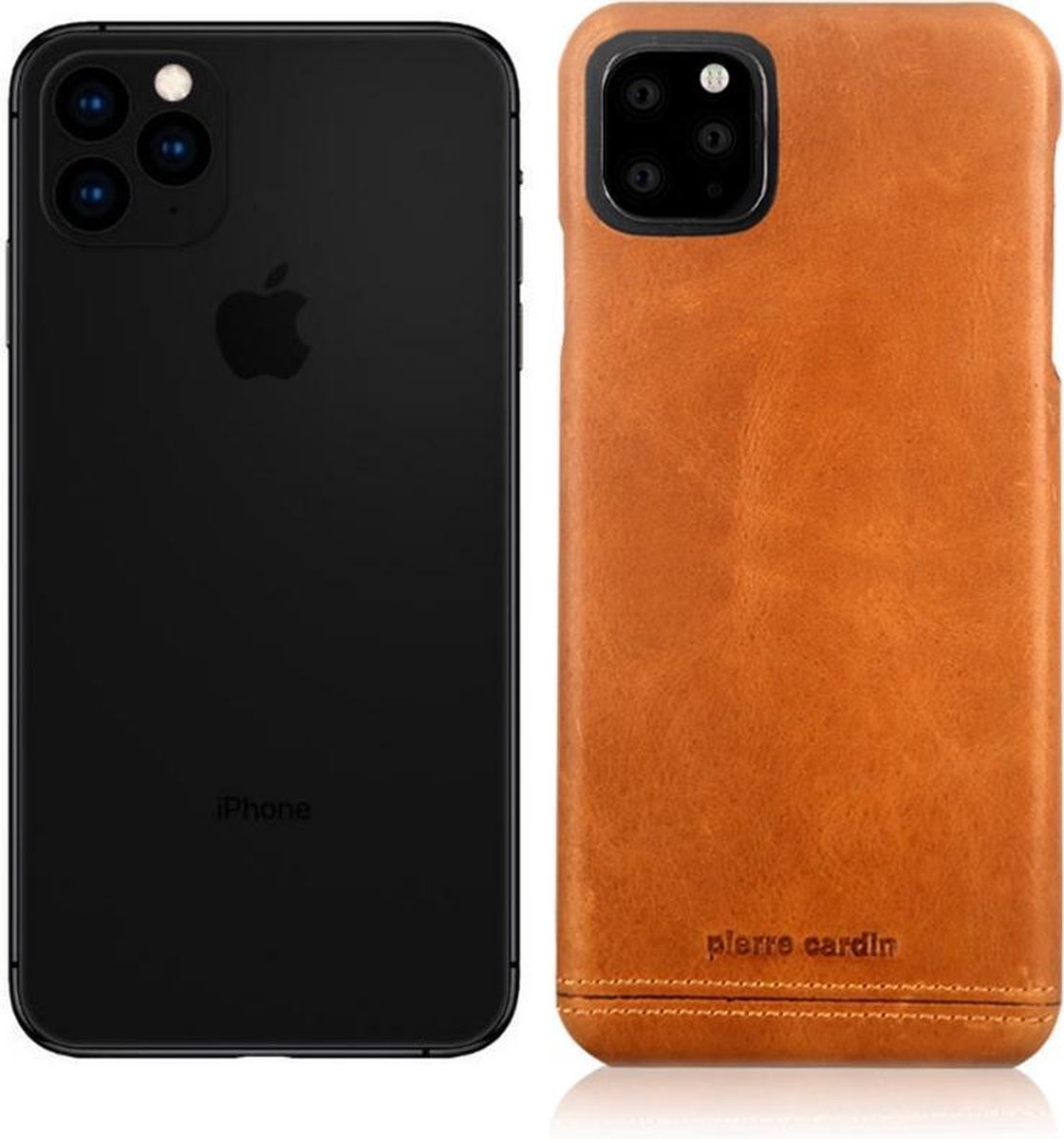 Bruin hoesje van Pierre Cardin - Backcover - iPhone 11 Pro Max - Genuine leather - Echt Leer