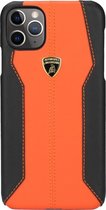 Oranje hoesje van Lamborghini Collection - Backcover - iPhone 11 Pro - Lambo Sport - leer