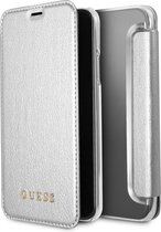 iPhone Xs/X Bookcase hoesje - Guess - Effen Zilver - Kunstleer
