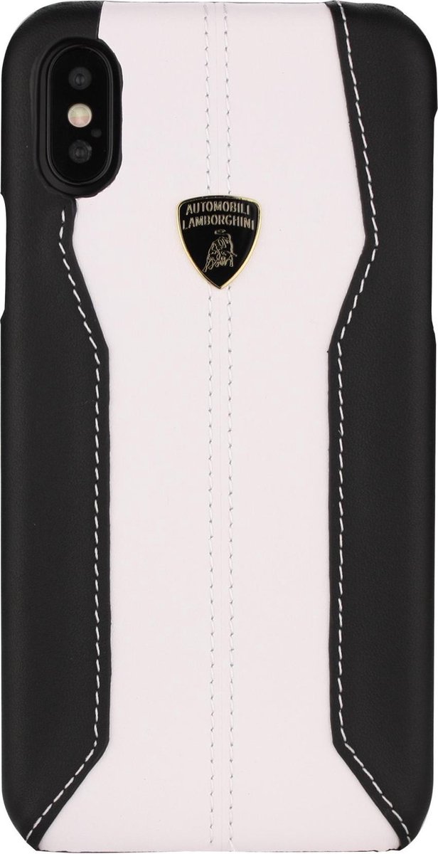Wit hoesje van Lamborghini - Backcover - D1 Serie - iPhone X-Xs - Genuine Leather - Echt leer