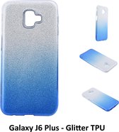 Kleurovergang Blauw Glitter TPU Achterkant voor Samsung Galaxy J6 Plus (J6 Plus)