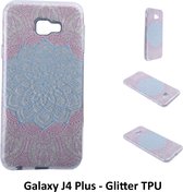 Uniek motief Glitter flower TPU Achterkant voor Samsung Galaxy J4 Plus (J415)- 8719273283103